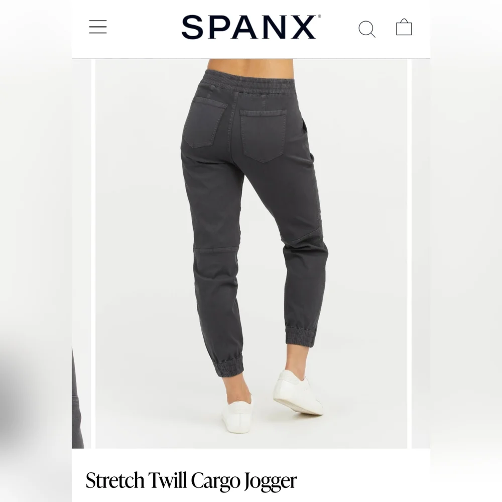 SPANX Stretch Twill Cargo Jogger, "washed black", small - Picture 3 of 7